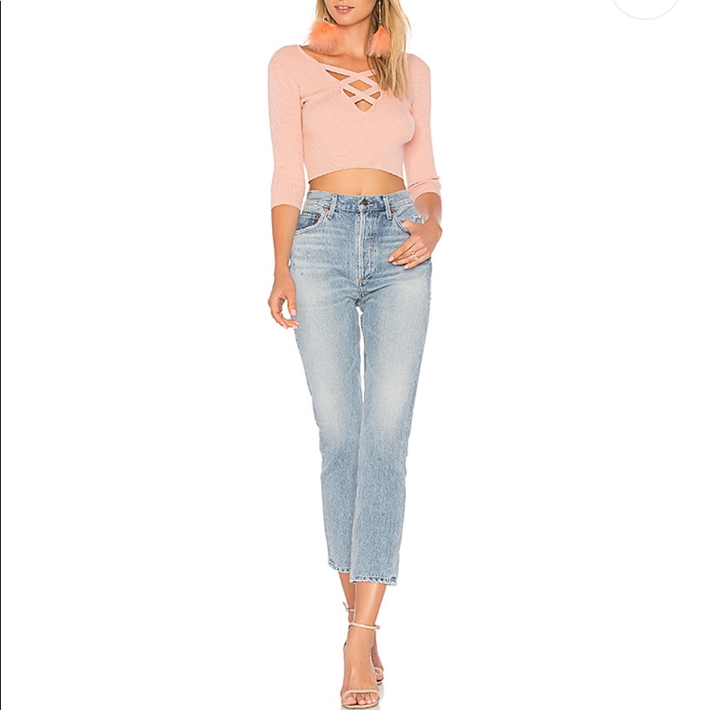 Agolde Riley High Rise Straight Crop jeans in Blur